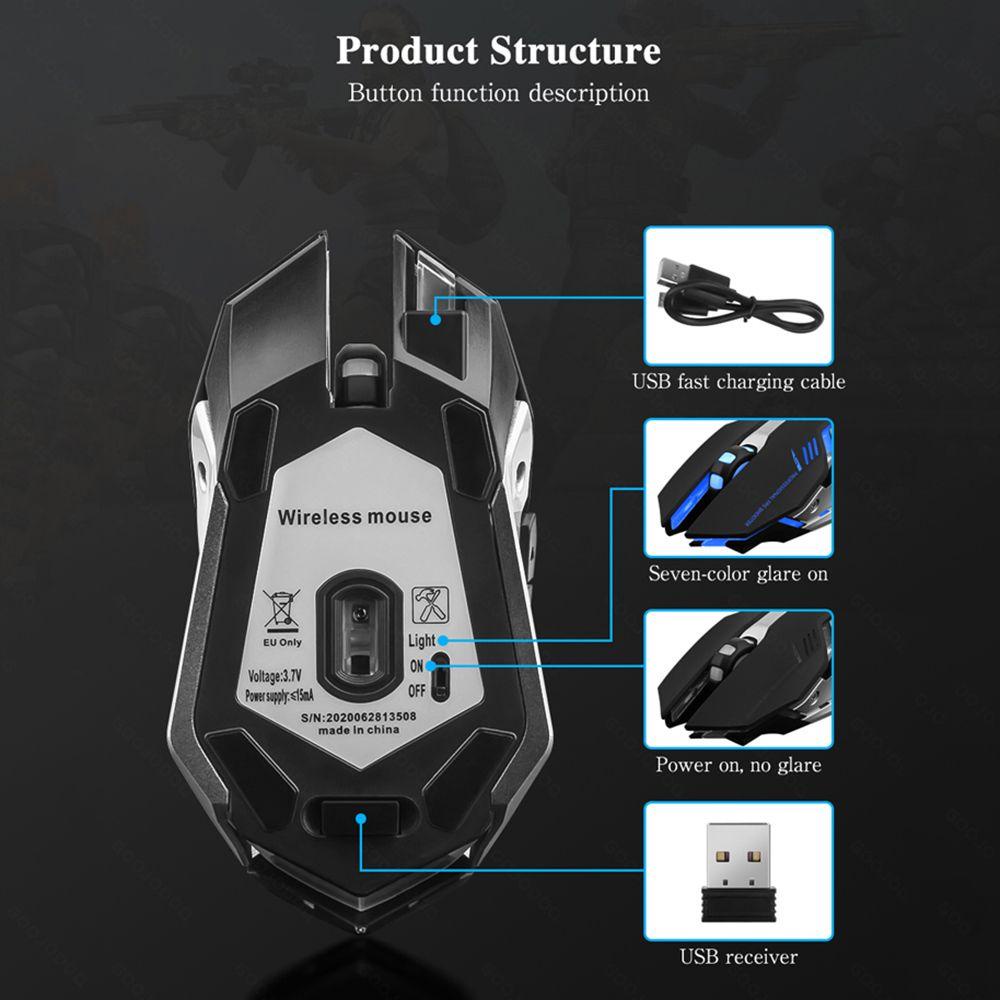 Chuột Quang Gaming TAYLOR1 2.4G Nhiều Màu Có Thể Sạc Lại Bằng Cổng USB Cho Máy Tính IOS Android