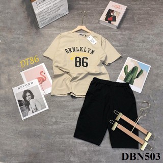 [ FASHIONRUN19 ] [ FASHIONHOT19 ] [Mẩu Siêu Đẹp] Đồ Bộ Quần Ngố Trơn Áo In Số Và Chữ Siêu Đẹp Xả kho cắt lỗ-DBN503