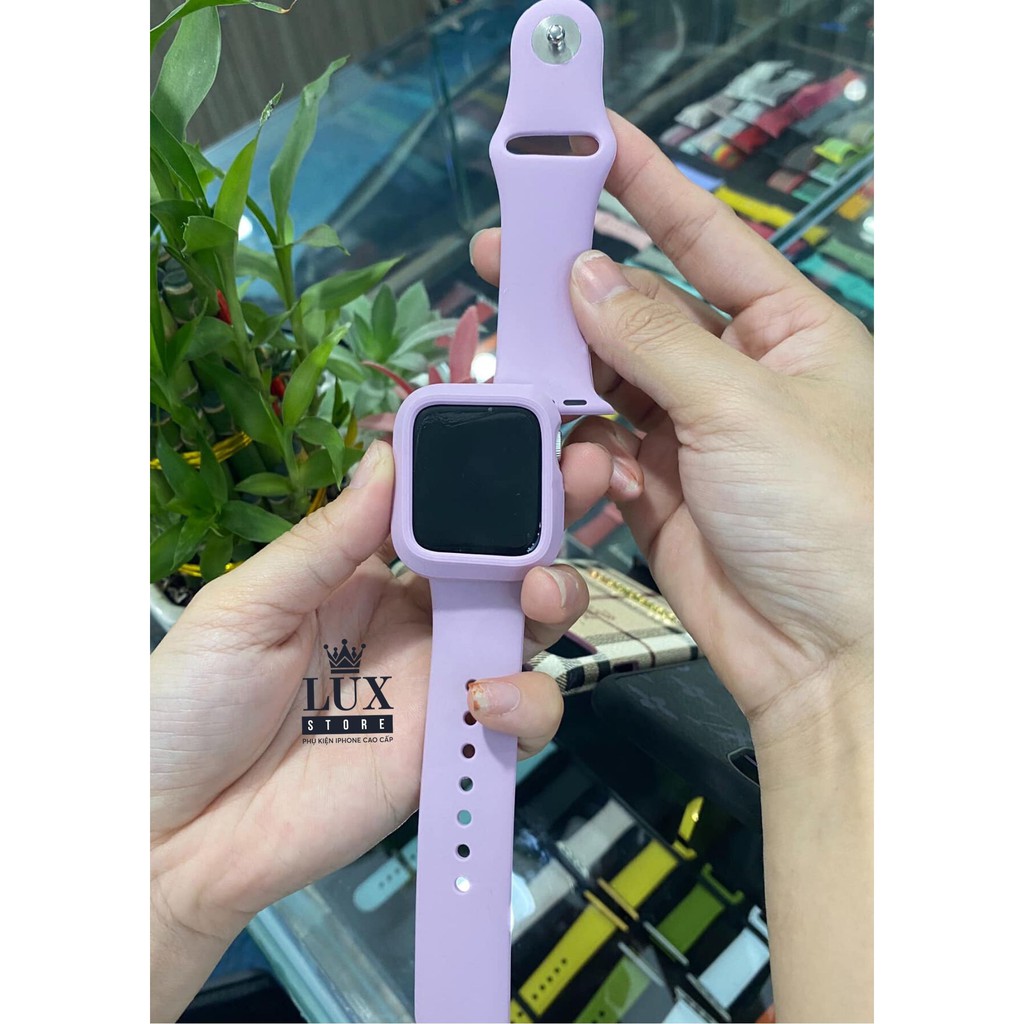 COMBO DÂY VÀ ỐP TÍM cho Apple Watch đồng Hồ Thông Minh iWatch 1/ 2/ 3/ 4/ 5/ 6/ SE Size 38mm 40mm 42mm 44mm