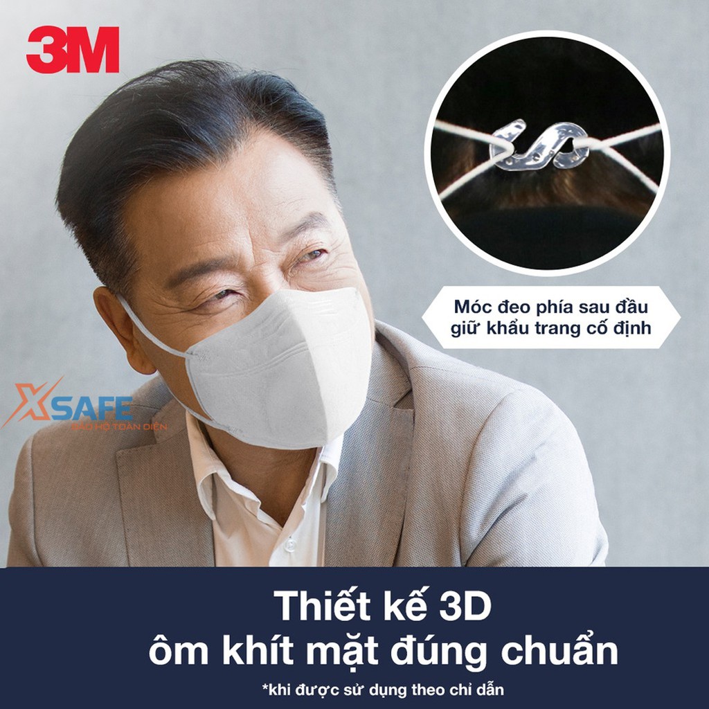 Khẩu trang y tế 3M 9013 đạt chuẩn KF94 chống dịch, ngăn ngừa bụi mịn PM2.5 - 2 màu trắng đen tương đương khẩu trang N95