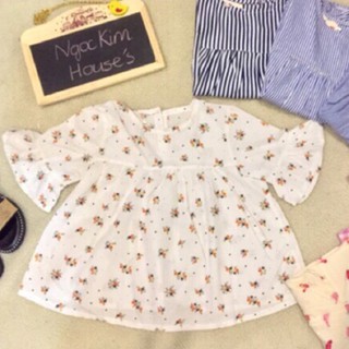 Áo váy baby doll thô cho bé gái ( còn 2 màu nền trắng trải to như ảnh)