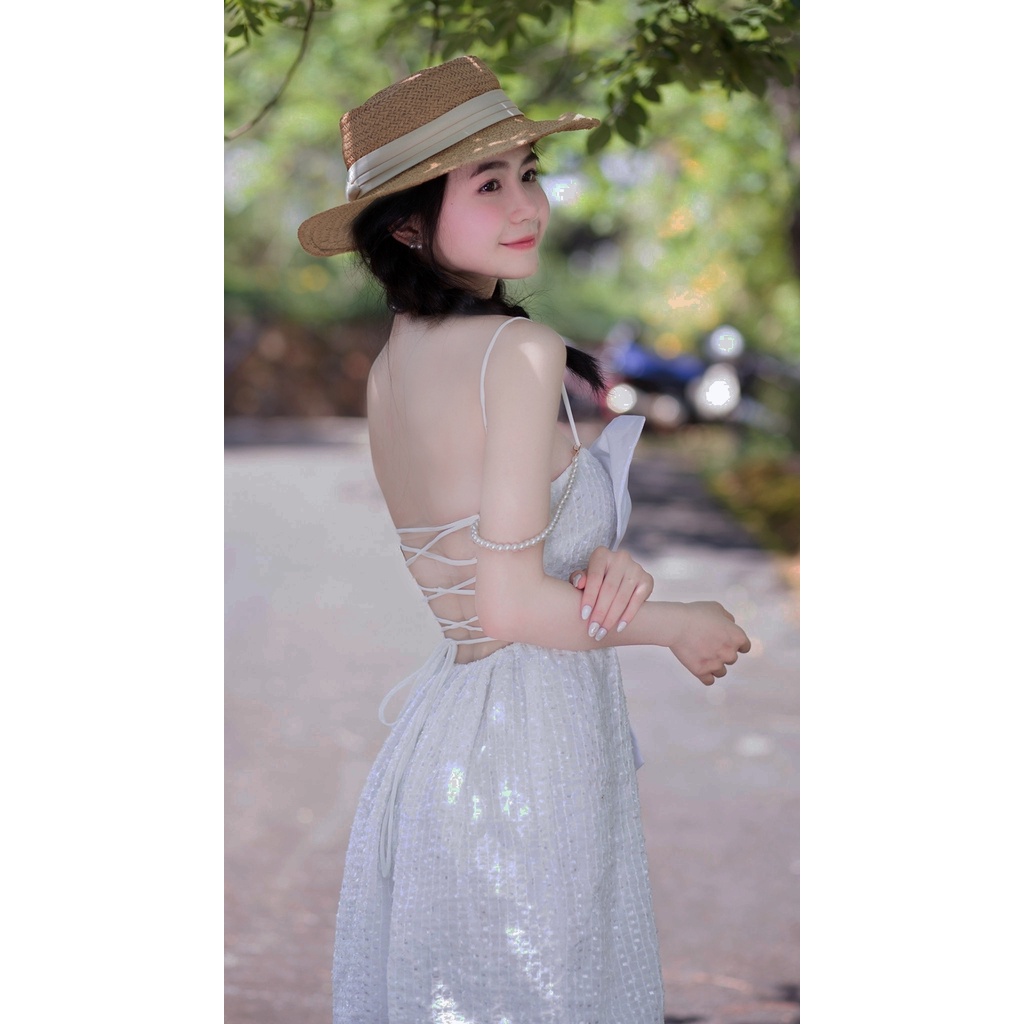 Đầm ánh kim lấp lánh đính nơ trắng - Bling Dress