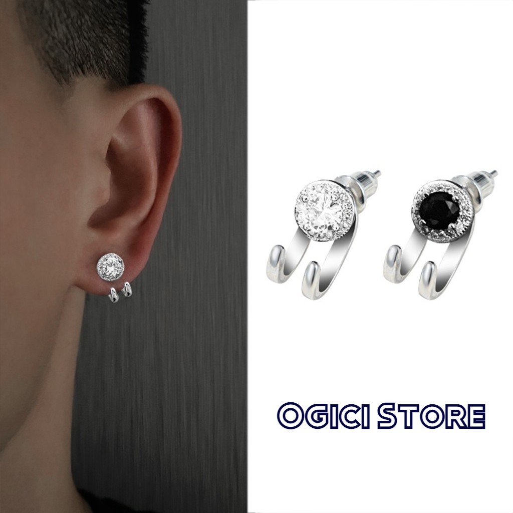 Bông tai, Khuyên tai nam nữ thời trang Shadow Hunter mặt đính đá độc đáo, Cá tính, Unisex, 1 chiếc