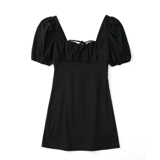 Uibey Đầm Vải Lanh Cột Dây Hở Lưng Ngắn Tay Thời Trang Quyến Rũ 6562