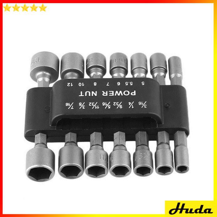 Bộ 14 đầu khẩu tuýp vặn ốc lục giác gắn máy khoan - Bộ 14 đầu vít bắn tôn hệ inch và hệ mét  -  đồ làm mộc