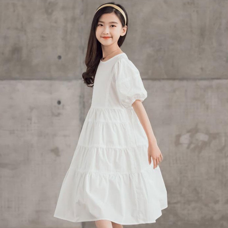 Đầm Công Chúa Tay Ngắn Phong Cách Hàn Quốc Mới 2022 Cho Bé Gái 3-14 Tuổi
