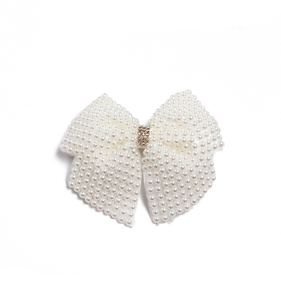 Kẹp tóc trang trí nơ nơ đính hạt ngọc trai phong cách Hàn Quốc