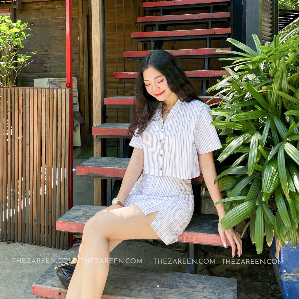 SET SƠ MI SỌC CROPTOP ZAREEN