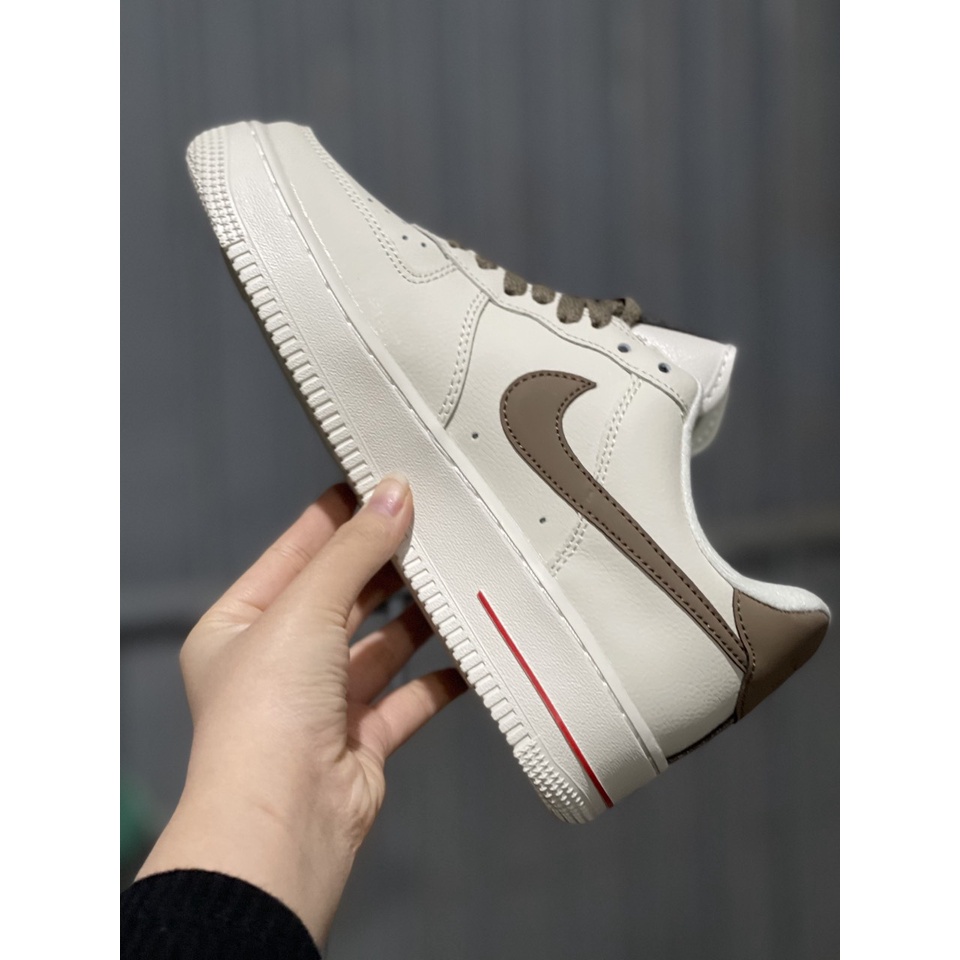 Giày AF1 vệt nâu, giày Air Force 1 vệt nâu nam nữ .Bản trung (Full bix,box)