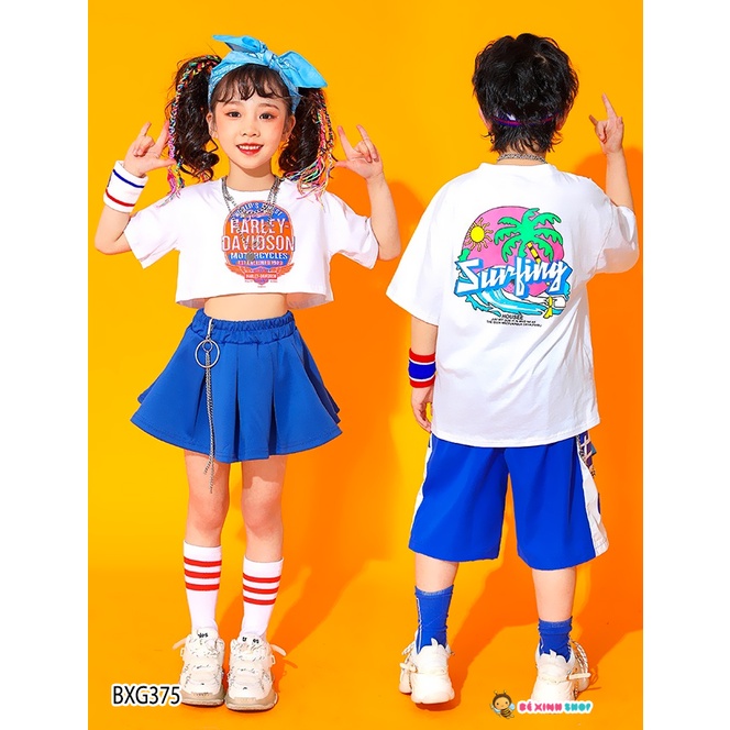 BXG375 Đồ Bộ Hiphop thể thao đồng phục đôi Cho Bé Trai & Bé Gái đi chơi, tập nhảy