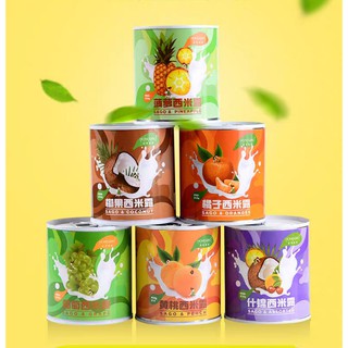 Chè Sago hoa quả Đài Loan thơm ngon (chè bột báng trân châu lon 312gram)