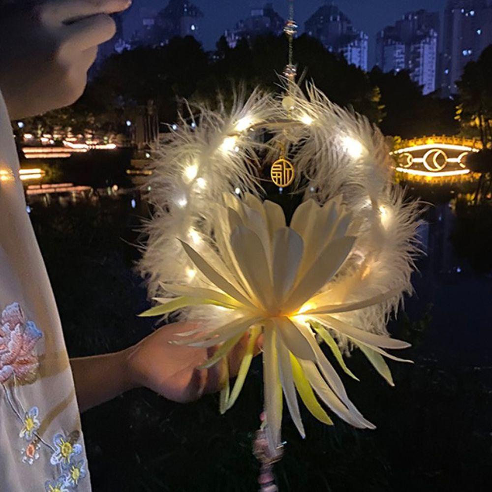 Elsweorth Lồng Đèn Trung Quốc Di Động Hình Thỏ Lông Vũ Nhận Thức Dễ Dàng Lễ Hội Thu Âm