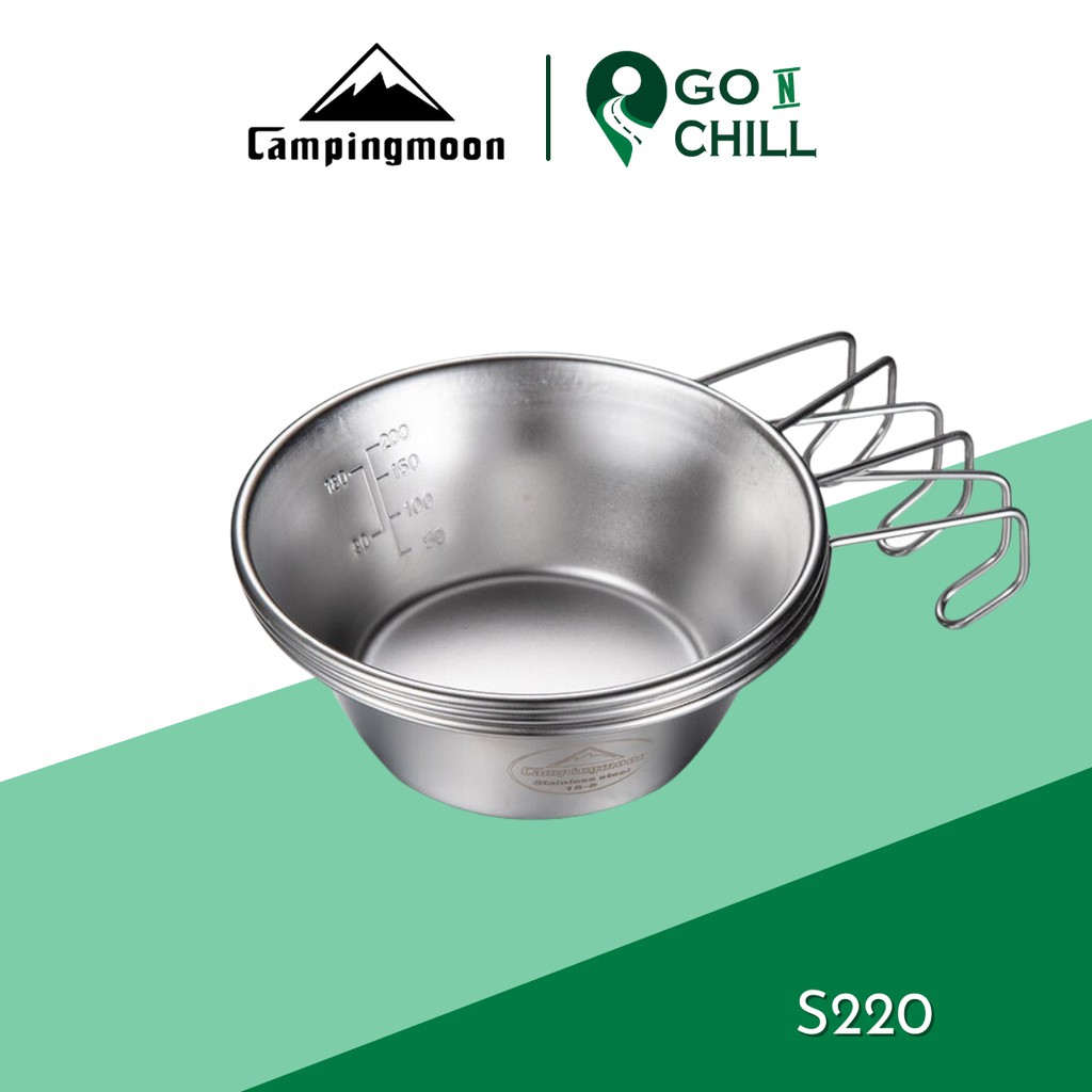 Bát ăn dã ngoại, bát inox cắm trại đa năng gấp gọn Campingmoon S220