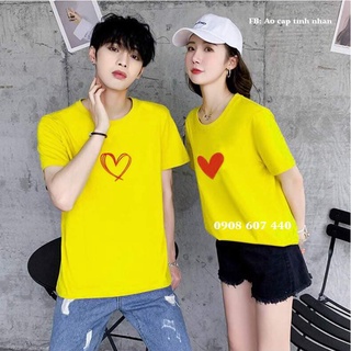 Áo đôi màu vàng trái tim ❤️, áo phông nam nữ