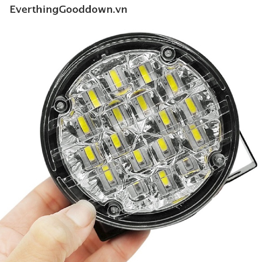 Bộ 2 Đèn Led Tròn 12V 18 Bóng Phá Sương Mù Ánh Sáng Trắng Chạy Ban Ngày Cho Xe Hơi