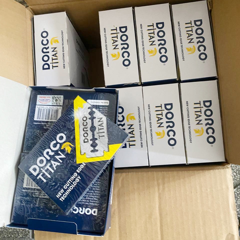 Lưỡi Lam Gillette Dorco Titan Croma Hộp 100 Lưỡi Cạo Râu Cạo Mặt Hớt Tóc Cạo Lông Không Gỉ Sắc Bén
