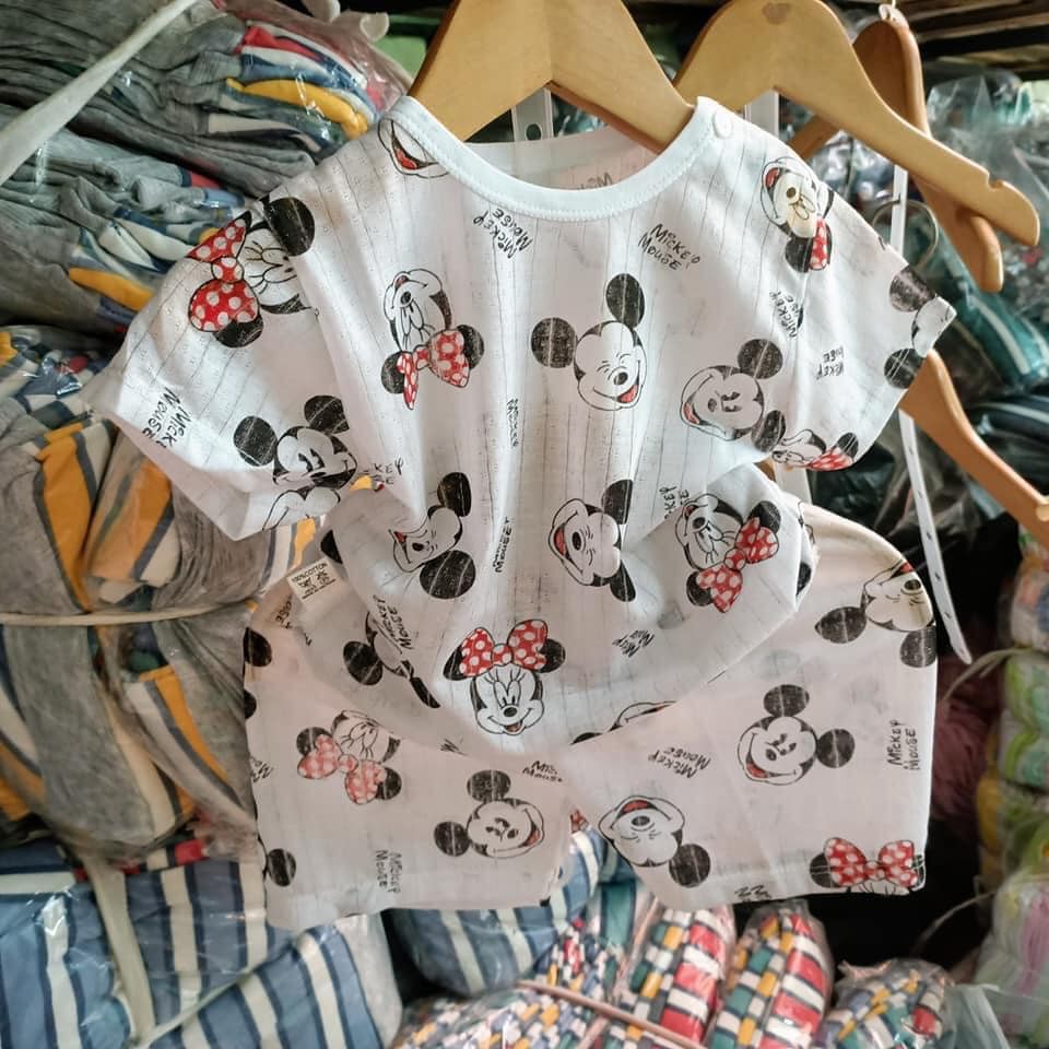 COMBO 7 BỘ COTTON GIẤY CỘC TAY CÀI VAI CHO BÉ 5-15 KG, GIAO HÀNG NGẪU NHIÊN TRỘN MÀU