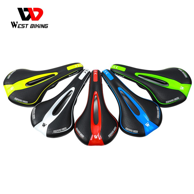 Yên xe đạp leo núi WEST BIKING chất liệu da và silicon chống trượt ngồi thoải mái