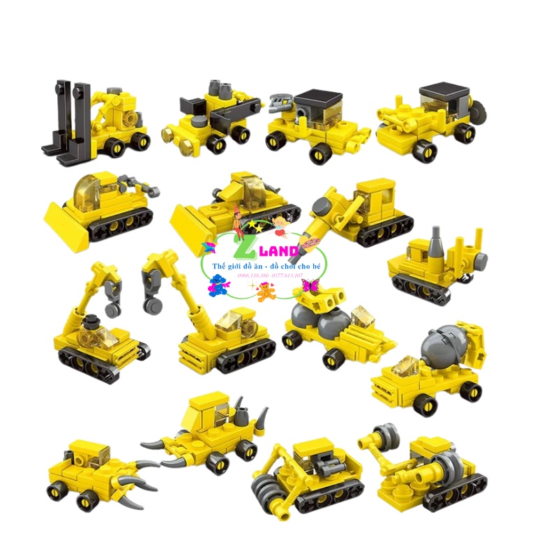 Bộ đồ chơi LEGO 16 mô hình các loại xe công trường cho bé một cuộc vui chơi đầy kiến thức thực tế thú vị