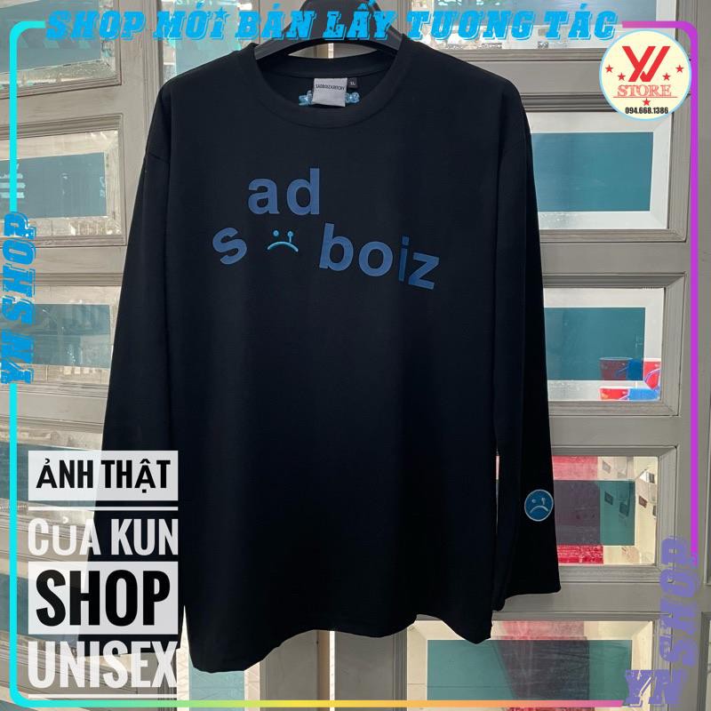 Áo thun tay dài sadboiz SIGNATURE chất cotton,Áo sadboiz  signature long sleeve (LOGO THÊU ) form rộng unisex