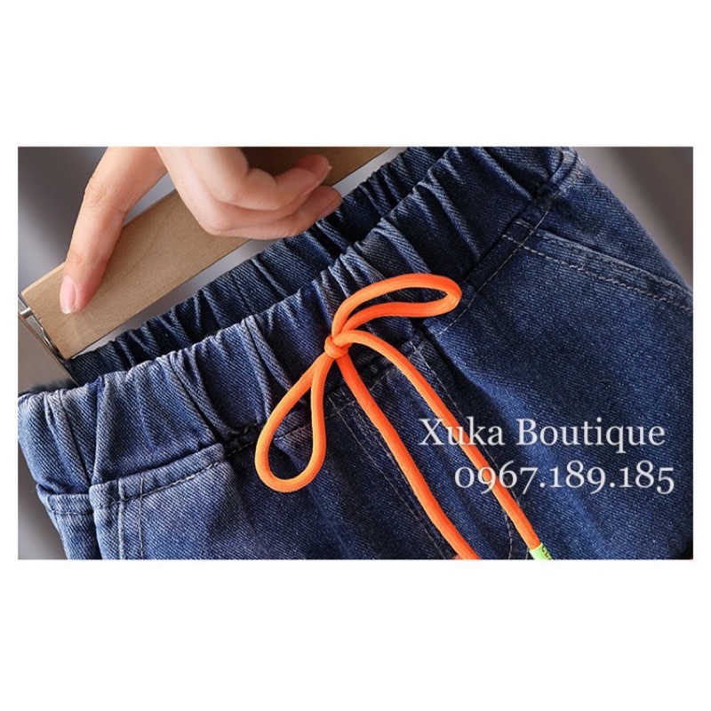 Set Quần Jeans QC Cao Cấp Bé Trai - Quần Jean Áo Nỉ xốp Siêu Đẹp [Ảnh Thật