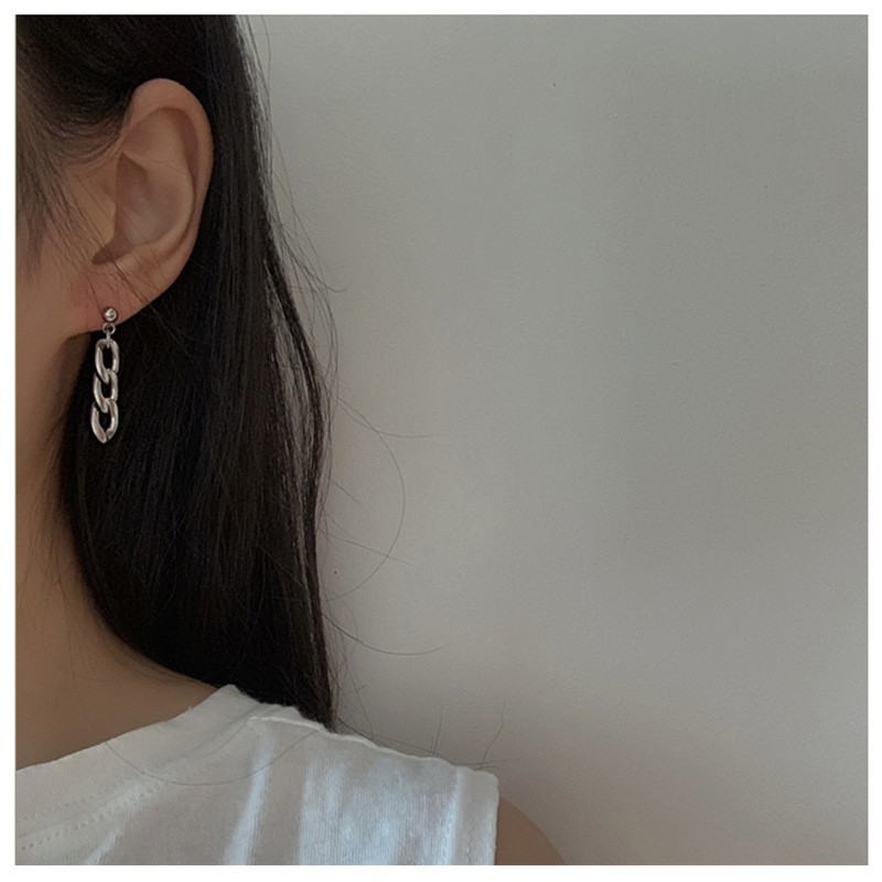 1 chiếc - Bông tai dây xích titan thép không rỉ