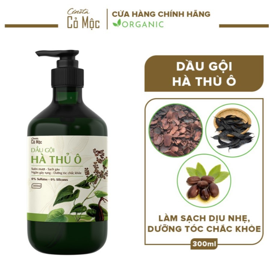 Combo Dầu Gội Dầu Xả Hà Thủ Ô Cenota Cỏ Mộc Suôn Mượt, Sạch Gàu, Ngăn Gãy Rụng, Dưỡng Tóc Chắc Khỏe 300ml