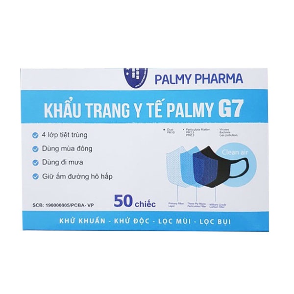 Khẩu Trang Y Tế Cao Cấp Palmy G7 4 Lớp Người Lớn Và Trẻ Em Hộp 50 Chiếc