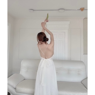 Đầm 2 dây chéo lưng cột nơ siêu sexy