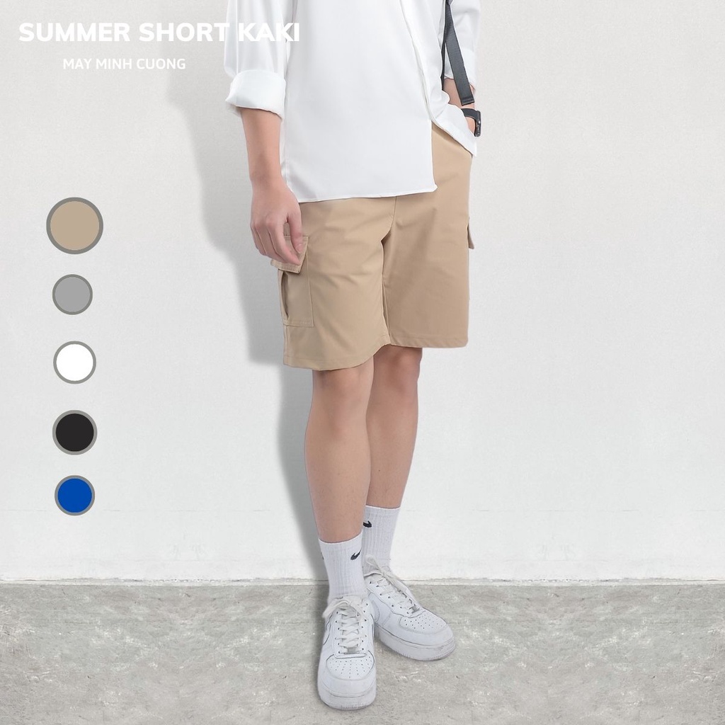 Quần short kaki túi hộp ống ngắn co giãn cao cấp - Xưởng May Minh Cường