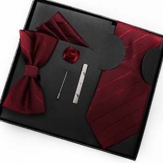 Bộ Cà Vạt + Cà Vạt + Khăn Tay + Nơ 5 Món Thời Trang Công Sở Lịch Lãm Cho Chú Rể