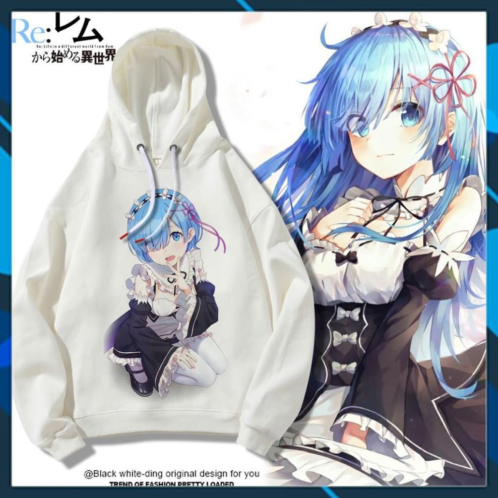 (SALE 50%)  Áo Hoodie Nỉ Ấm Anime Re:Zero Rem & Ram