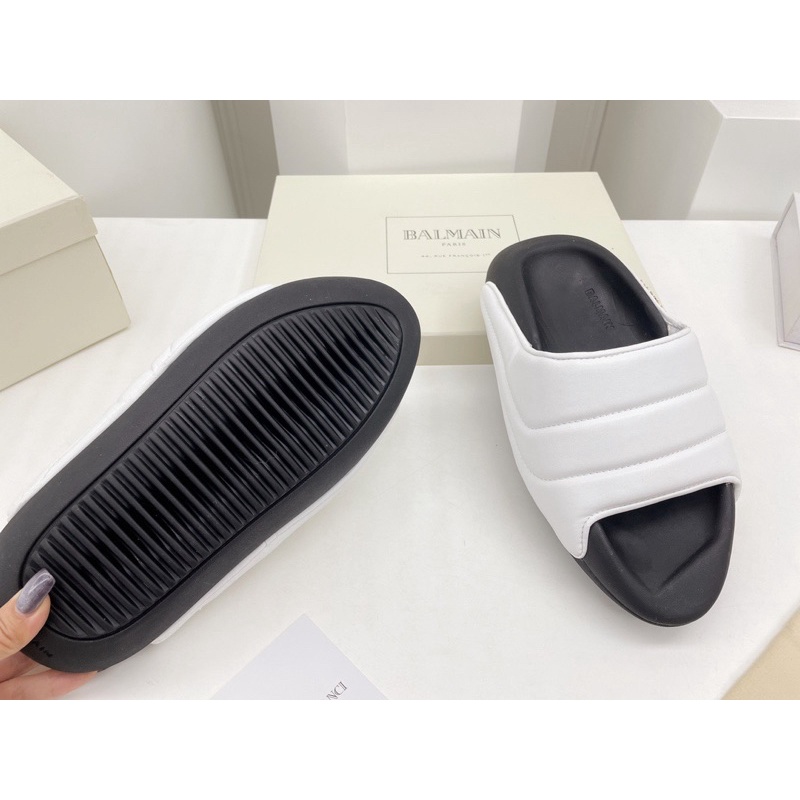 Dép thời trang nữ và nam đế dày mũi nhọn quai ngang thương hiệu Balmain cao cấp