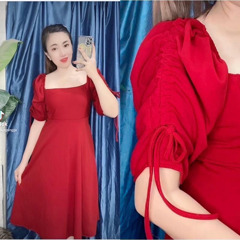 Đầm tay phồng maxi cổ vuông big size dành cho khách ngoại cỡ từ 60-90 ký