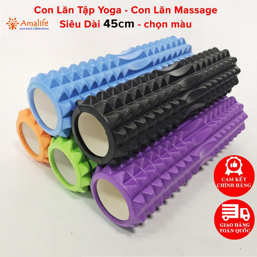 Con Lăn Yoga Massage Foam Roller - Ống Trụ Lăn Xốp Tập Thể Thao Giãn Cơ Gai Nhọn Chính Hãng Amalife