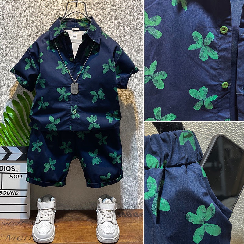 Set Áo Sơ Mi Ngắn Tay Và Quần Short Thời Trang Mùa Hè Phong Cách Hàn Quốc Mới Cho Bé Trai
