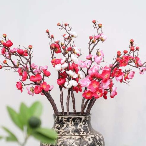 [ẢNH SHOP CHỤP] HOA ĐÀO LỤA peach blossom thân cành lớn 60cm trang trí nhà Tết