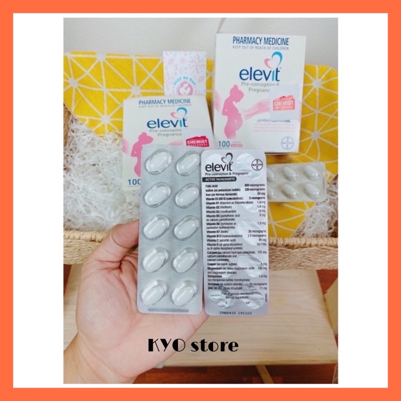 [Tem chemist] Tách lẻ Elevit bầu Úc vỉ 10 viên