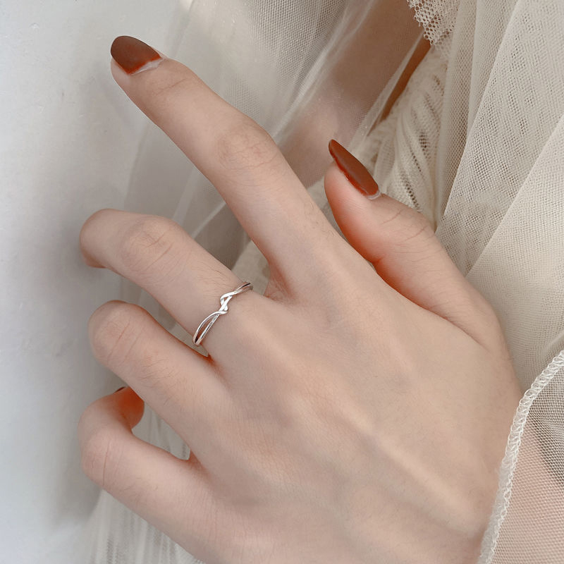 Smooth Wave Opening Adjustable Ring for Women Ins Korean Elegant Index Finger Rings