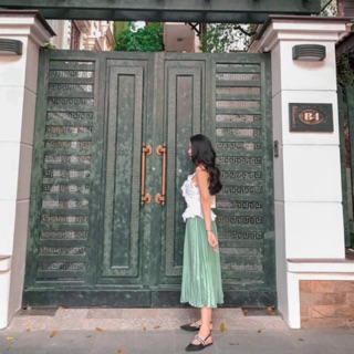 Chân váy xếp ly màu xanh mint phiên bản only(Pleated Skirt)
