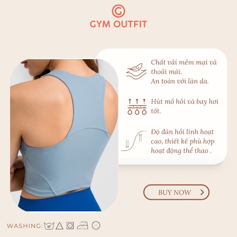 Áo Croptop Tập Gym Yoga Nữ Cao Cấp Có Sẵn Mút Lót - Tank Lululemon 2023 Gym Outfit
