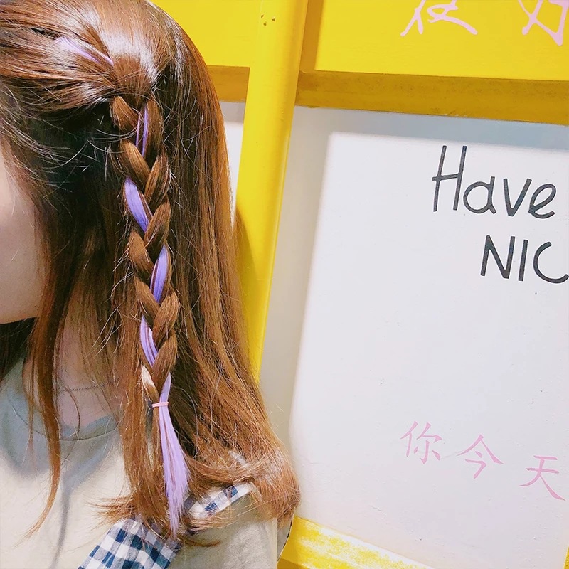 Tóc giả kẹp highlight nhiều màu bằng sợi tổng hợp dễ sử dụng B15