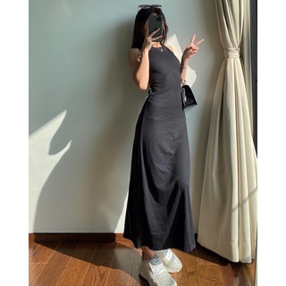 Đầm ba lỗ trơn dáng dài maxi