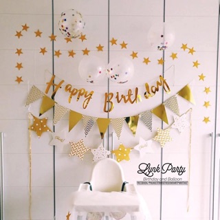 Bộ Dây chữ Happy birthday & Dây cờ tam giác ép kim