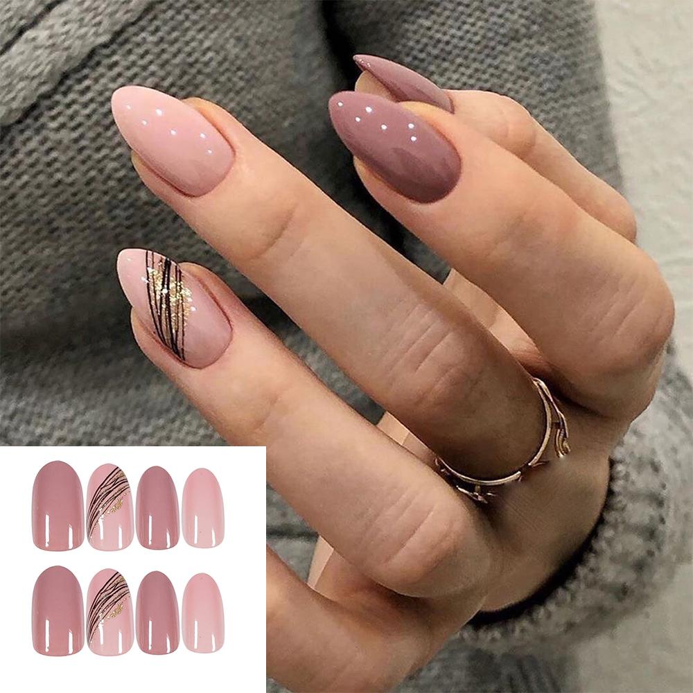 BORAG Bộ 24 Móng Tay Giả Che Phủ Toàn Diện Mặt Gương Hình Oval