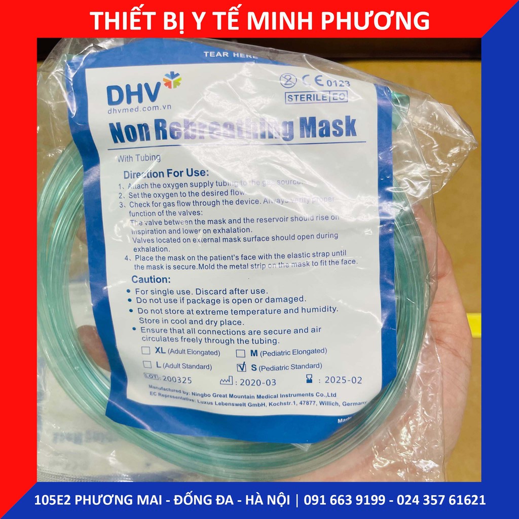 Mặt nạ thở bổ sung oxy, mask thở oxygen DHV các size