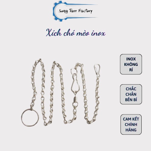 Dây xích chó Song Tâm xích inox cho mèo không gỉ có chống xoắn có nhiều kích thước