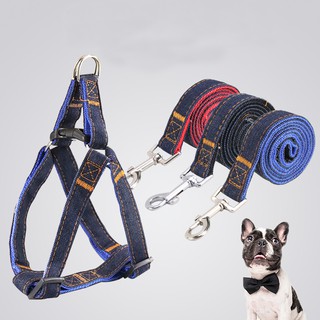 Dây Dắt Chó Mèo Denim Kèm Yếm Nịt Ngực Siêu Bền Không Gây Đau Cho Thú Cưng - PetLife