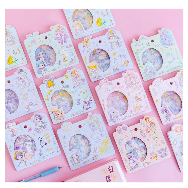 Sticker 4 tờ 8*8cm họa tiết trang trí cute