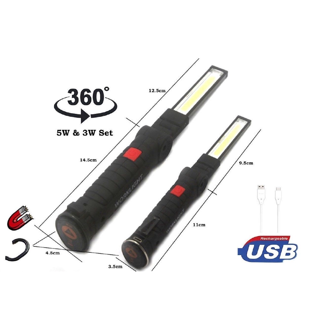 Đèn LED sạc USB 5 chế độ có nam châm tiện dụng